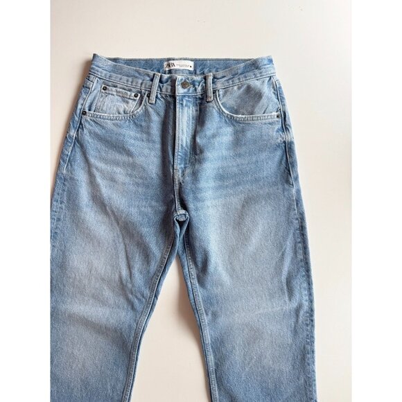 ZARA Light Medium Wash Denim High Rise Ankle Mom Jeans, Size 8/30 - Picture 6 of 12